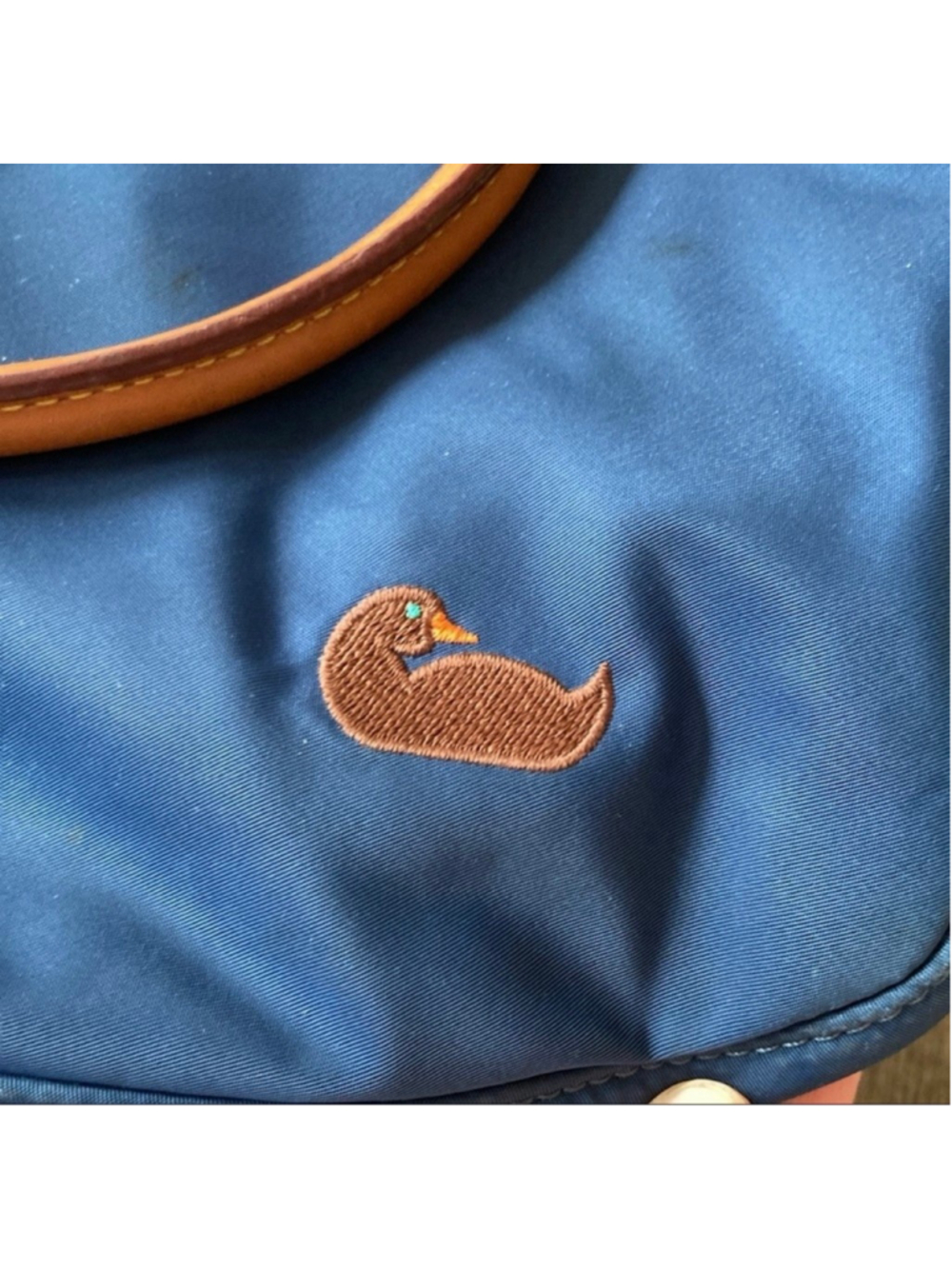 Dooney & Bourke Nylon Tote Bag Blue Brown Leather Trim Large Shoulder Bag - Picture 16 of 16